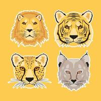 Wild animals characters head set vector