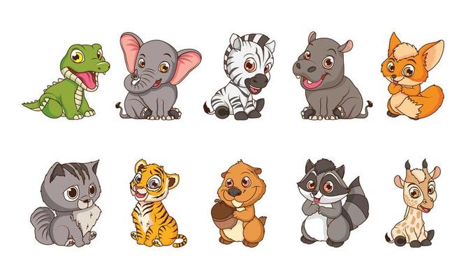 cute ten baby animals cartoon characters 1942203 Vector Art at Vecteezy cute ten baby animals cartoon characters 1942203 Vector Art at Vecteezy