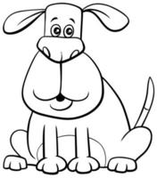 cartoon sitting dog coloring book page vector