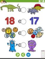 greater less or equal game for children vector
