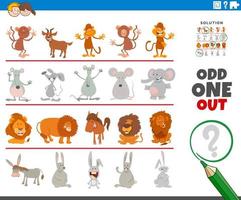 odd one out picture game with funny animal characters vector