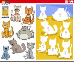 matching shapes game with cartoon cat characters vector