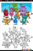 cartoon robots fantasy characters coloring book page vector