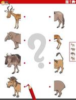 match halves of pictures with animals educational task vector