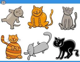 cartoon cats and kittens comic characters set vector