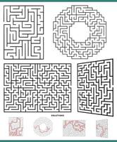 maze game activities collection with solutions vector