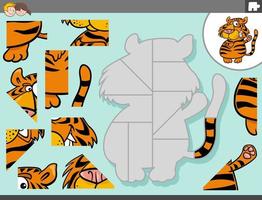 jigsaw puzzle game with tiger animal character vector