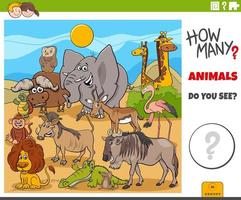 how many animals educational task for children vector