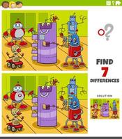 juego educativo de diferencias con personajes robot vector