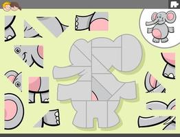 jigsaw puzzle game with elephant animal character vector