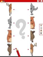 match halves of pictures with wild animals educational task vector