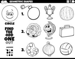 circle shape objects educational task coloring book vector