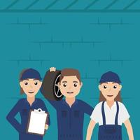 Team of mechanic characters vector