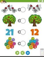 greater less or equal task with for children vector