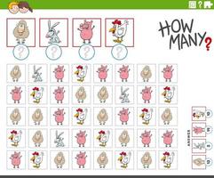 how many farm animal characters counting task vector
