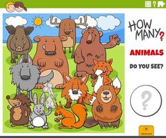 how many animals educational game for children vector