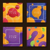 bundle of four vivid color flow backgrounds vector