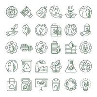 Eco and earth line icon set vector