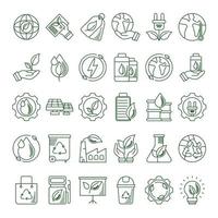 Eco and earth line icon set vector