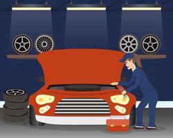 Mechanic woman working vector