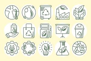 conjunto de iconos de línea ecológica y terrestre vector