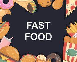 Fast food frame with lettering vector