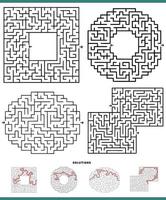 maze games diagrams set with solutions vector