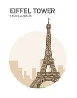 Eiffel Tower France Landmark Minimalist Cartoon vector