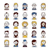 People characters icon set vector