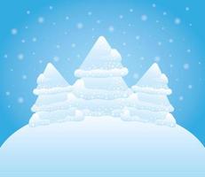 merry christmas card with snowy forest scene vector