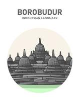 dibujos animados minimalistas de hito indonesio borobudur vector