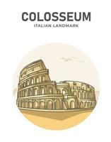 Colosseum Italian Landmark Minimalist Cartoon vector