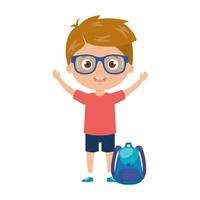 student boy with school suitcase, back to school vector