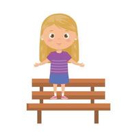 girl on park chair on white background vector