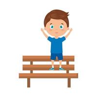 boy on park chair on white background vector