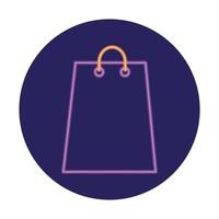 bolsa de compras en luz de neón, día de san valentín vector