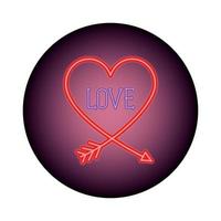 silhouette of heart in neon light, valentines day vector