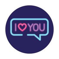 speech bubble in neon light, valentine day vector