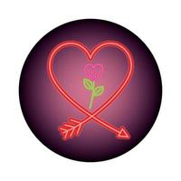 silhouette of heart in neon light, valentines day vector