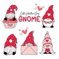 Cute Valentine love gnome collection vector