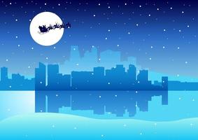 paisaje urbano con santa claus vector