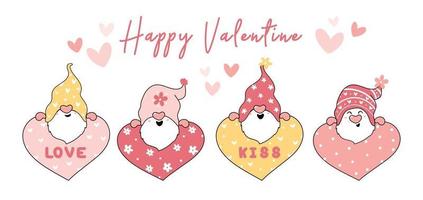 Cute Valentine Gnome Set vector