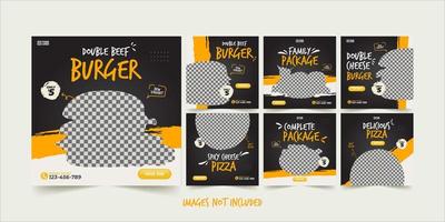 Fast Food Banner for Social Media Advertising Template Set vector