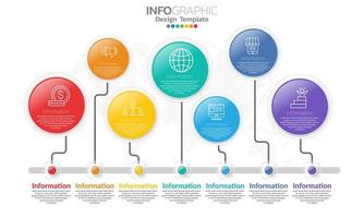 Timeline infographic template with 7 parts vector