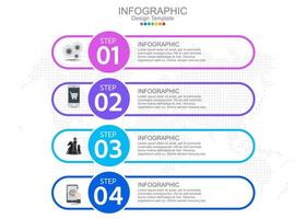 Vector infographic template with four options and icons.