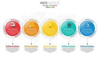 Timeline infographic template with 5 sections vector