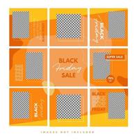 Trendy Colorful Black friday Social Media Puzzle Template for product sale and discount promotion vector