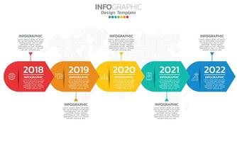 Timeline infographic template with arrows and 5 options flat design vector