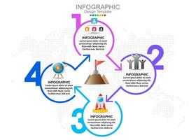Vector infographic template with four options and icons.