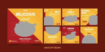 Fast Food Banner for Social Media Advertising Template Set vector